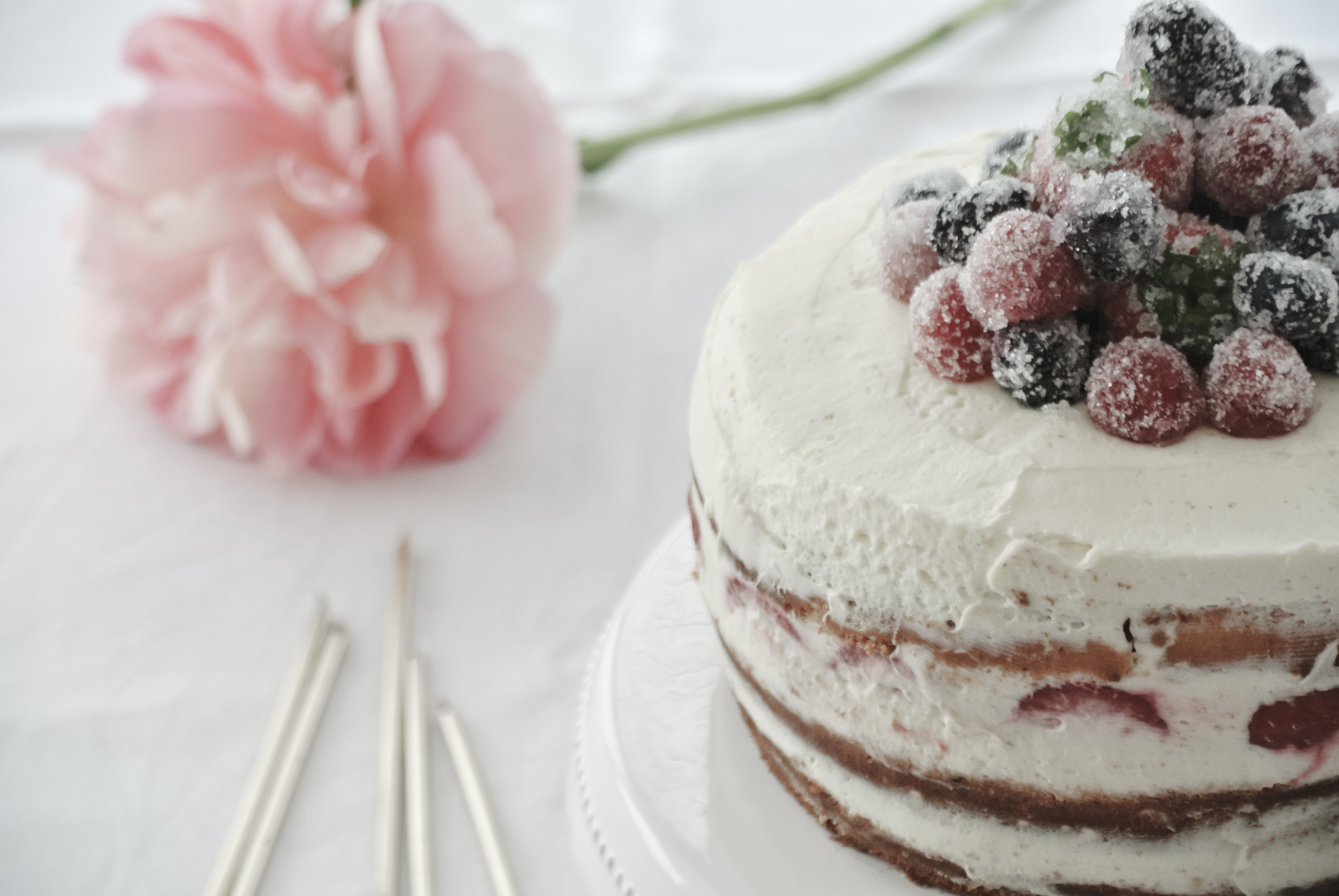 Naked Cake mit gezuckerten Beeren – Rezept für eine Geburtstagstorte